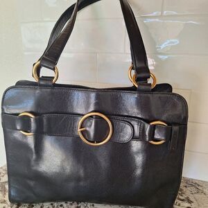 HOBO Black Tote Bag with Gold Accents